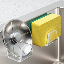 NiHome Clear Acrylic Kitchen Sink Sponge Holders 2PCS for Sponges, Dishcloths & More - Sleek Modern Look No-Drill Design with Efficient Drainage and Multipurpose Storage, Saves Space & Easy to Install