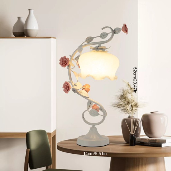 Flower Table Lamp Lily Shaped Glass Green Bedside Desk Light