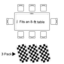 3 Pack Black & White Checkered Flag Table Cover Party Favor Checkered Tablecloth Disposable Checkered Racing Table Cover Check Table Cover Birthday Wedding Outdoor Picnic Table Covers 108 x 54 Inch