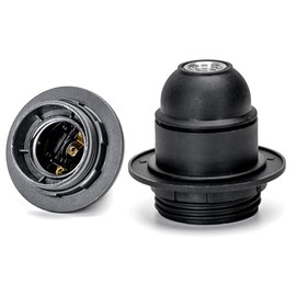 E27 Half Thread Black Plastic Self Locking Lamp Holder