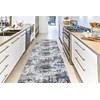 Machine Washable, Non Skid PVC Backing, Abstract Pattern, Blue&Grey Carpet