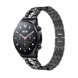 SeNool 22 mm Diamond Bracelet for Garmin Forerunner 265/Forerunner 255/Forerunner 255 Music, Bling Metal Replacement Watch Strap for Garmin Vivoactive 4/Garmin Venu 2/Garmin Active - Black