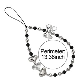 Heart Phone Charm Beaded Phone Lanyard Wrist Strap Cell Phone Chains for Women Bow Phone Charm Strap Aesthetic Beaded Phone Charms Heart Phone Strap Bead Chain for Phone