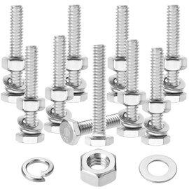 Mr. Pen- Nuts and Bolts, 1/4"-20x1-1/2, 10 Sets, Stainless Steel Hex Head Nut and Bolt Set, Flat & Lock Washers, Stainless Steel Bolts, 1/4 20 Stainless Steel Bolts, 1/4 Bolts and Nuts Set