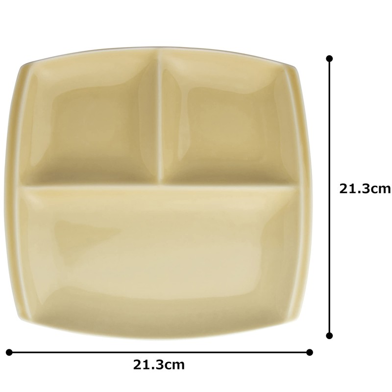 Titto 3 Two 仕切 Plate (Square) Light Brown p37504 