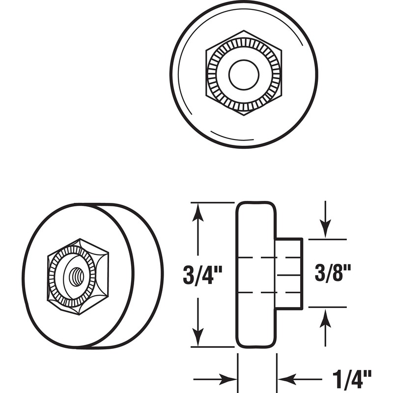 Prime-Line MP6001-2 Shower Door Roller, 3/4 In., Plastic, Steel Ball