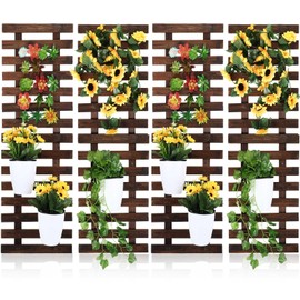Weysat 4 Pcs Wall Planter Wooden Orchid Hanging Planter for Indoor Plants Wall Mount Planter Stand Frame Display Air Plant Holders Outdoor Vertical Rack Wall Decoration for Garden (12 x 35 in)