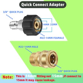 SAND DR BRUSH Pressure Washer Adapter Set，Quick Disconnect Hose Fittings Kit，Quick Connect Metric M22-14 Female Thread to Male Fitting，Brass Quick Coupler 3/8", 3/4" male to 1/2" Quick Release Connect