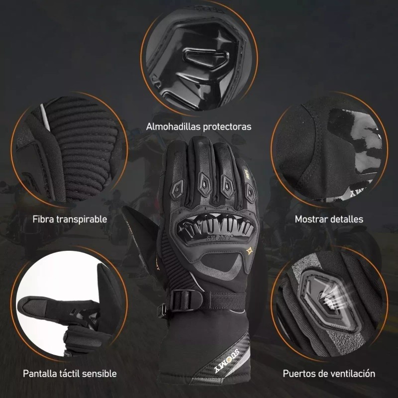 ILIKEORIENTILIKEORIENT Guantes Impermeables Y Térmicos Con Protecciones Motociclism