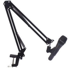 (Qty 4) Technical Pro Microphone Suspension Stand, Height Adjustable Crane Arm with Mic Holder, Extendable Arm and Precise Positioning for Broadcasting and Sound Recording
