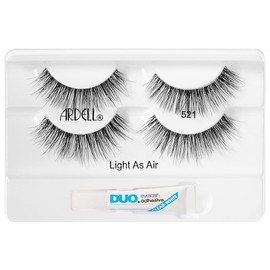 ARDELL Light As Air (Style 521), Set of 2 with Glue, False Eyelashes Including Eyelash Glue, Strap Eyelashes for Light Volume, Natural Fake Lashes, Vegan, Ultra Light & Reusable