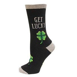 Hot Sox womens Women's Get Lucky Crew Casual Sock, Black, 4 - 10.5 Large US