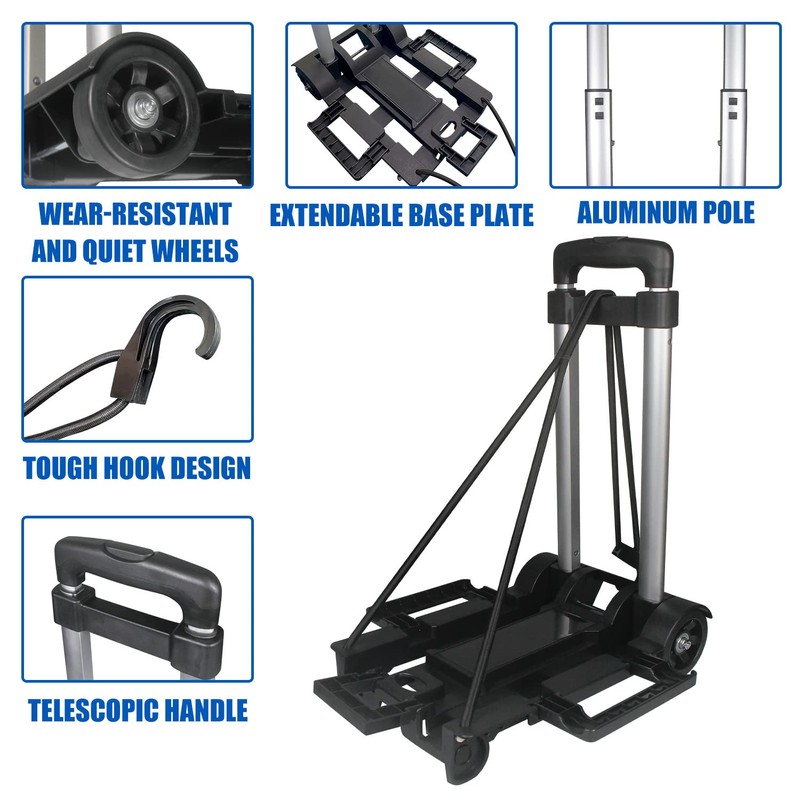 APOXCON Folding Hand Truck, 120 lbs Capacity Luggage Cart with