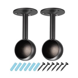 uxcell Rod Ceiling Mount Brackets with Screws, 1.28'' Stainless Steel Shower Curtain Closet Rod Holder, Wardrobe Pipe Lever Brackets, Black 4Pcs