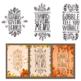 Thanksgiving Dinner Clear Stamps for Card Making Thanksgiving Menu Clear Rubber Stamps Turkey Transparent Rubber Seal Stamps for DIY Photo Scrapbooking Paper Card Album Crafting Supplies