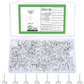 Pack of 160 push pins, 17 mm push pins, transparent push pins, rice tacks with head, stimulating pins, flat head thumbtacks for office, school, home, cork bulletin board, bulletin board pins
