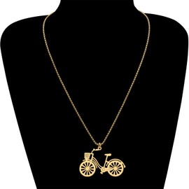 RAIDIN Stainless Steel 18K Gold Silver Plated Novelty Bicycle Necklace for Women Girls Children Bike Pendant Jewellery Gifts for Party Favors, Stainless Steel, No Gemstone