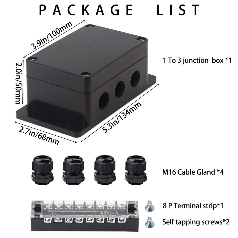 YETLEBOX Watertight Junction Box, IP67 Waterproof Electrical Project Box with