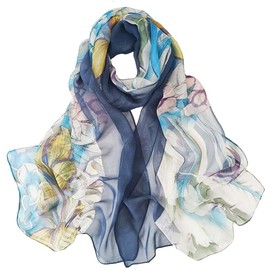 Pokeedioty Scarfs for Women Lightweight Fashion Scarves Elegant Floral Pattern Sheer Scarfs (Y-154)