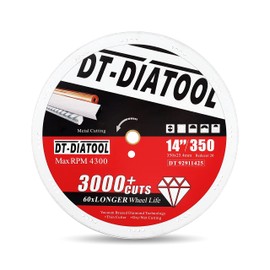 DT-DIATOOL 14 Inch Diamond Blade Metal Cutting Cut Off Wheel 14 x 1 for Steel Iron Rebar Metal Profiles Aluminum