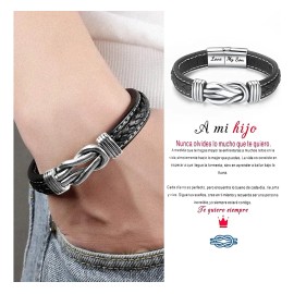 Leawede Pulsera Piel Hombre De Plata Regalos Hombre Para Hijo pulsera para hombre regalos san valentin