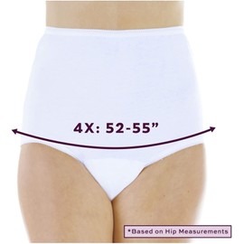 Wearever (3-Pack) Women's White Cotton Comfort Regular Absorbency (0.5 Cup) Incontinence Panties 4X (Fits Hip Sizes: 52-55")