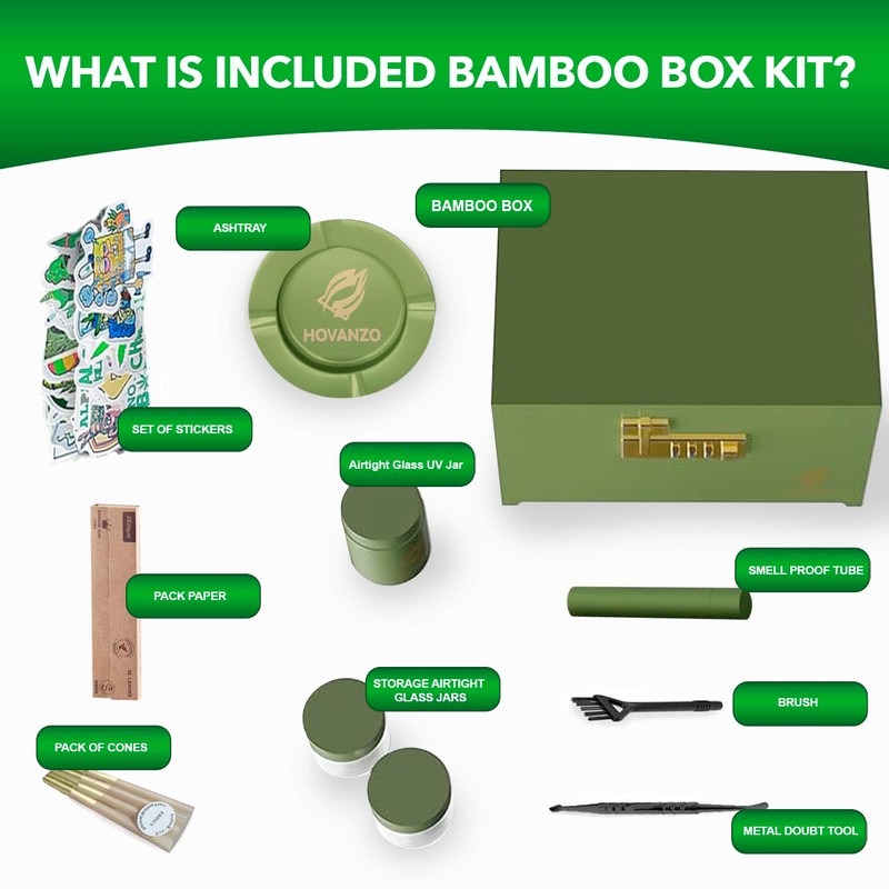 HOVANZO Upgraded Premium Large Bamboo Box - Locking Storage Decorative