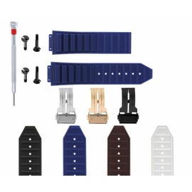 Ewatchparts 24-28mm Rubber Watch Band Strap With Clasp Compatible With H Hublot 44-48mm Big Bang Includes 4 Black Screws