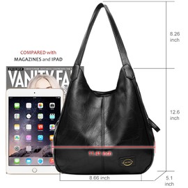 I IHAYNER Soft Vegan Leather Bags Large Capacity Handbag Multiple Pocket Tote Work Bag Shoulder Bags for Women -Black