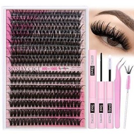 DIY Lash Extension Kit 320pcs Lash Clusters Eyelash Extension Kit with Lash Bond & Seal, Lash Remover, Lash Tweezers, 9-16MM Wispy Lash Clusters Kit D Curl Individual Lashes Kit Eyelash Clusters:_# 80D+100D