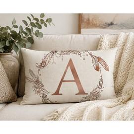 Handmade Alphabet Decorative Pillow Cover for Home Decor – 26 Letter Alphabet Design Pillowcase Autumn Decoration for Sofa, Bedroom & Office