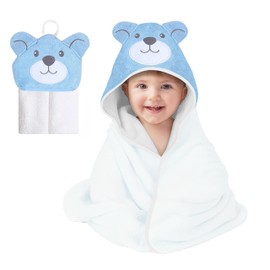Mother's Choice Baby Towel With Hood - 100% Cotton Ultra Soft and Absorbent (84x84cm) Large Baby Bath Towel for Newborn and Infant, Toddler Bath Towel for Boys and Girls, 3D Bear Hooded Baby Towel