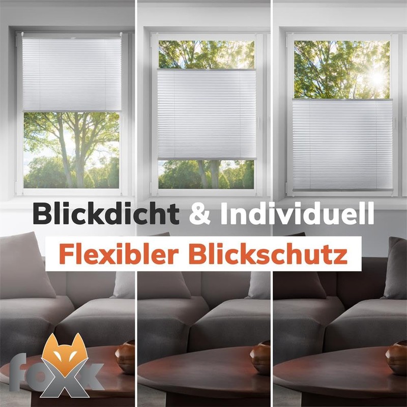 Klemmfix Pleated Blind, White, 95 x 220 cm, No Drilling