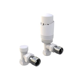 White Thermostatic Radiator Valve Angled Corner or Straight White Radiator TRV Thermostat Valves (Angled)