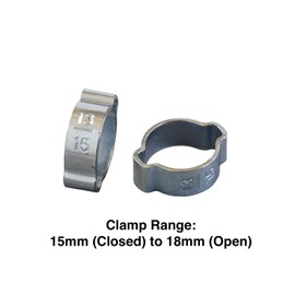 Primefit OHC Zinc-Plated Steel Double Ear Hose Clamps - Various Sizes (Pack of 100) (13mm-15mm)