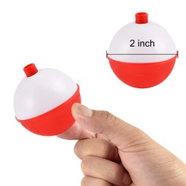 Coopay 15Pcs-50Pcs Fishing Bobbers Floats Set Snap on Float Red/White Push Button Round Buoy Fishing Tackle Accessories Size: 0.5/1/1.25/1.5/2 Inch (2inch-15pcs)