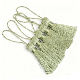 Makhry - 20 pezzi di nappe fatte a mano setose mini artigianato con cavo da 2 pollici, fiocco e piccolo nodo cinese per orecchini, segnalibri, accessori per lavori fai da te (Verde erba)