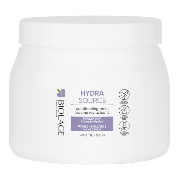 Biolage Hydra Source Conditioning Balm | Hydrates, Nourishes & Detangles Dry Damaged Hair | Moisturizing | Sulfate-Free | For Medium To Coarse Hair | Deep Conditioning | 16.9 Fl. Oz