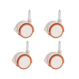 Set of 4 Rubber Castors with Brake, White, Quiet Furniture Castors, Small Double Castors with Sleeve Pen for Trolleys, Baby Cradle, Flower Stands