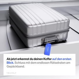 Travely Premium Luggage Tag - Easy to Recognize, Robust & Safe - Includes Name Plate and Privacy Protection I Versatile and Practical Address Tag, Name Tag & Luggage Tag