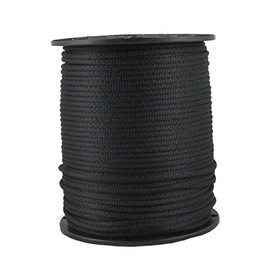 3/16 inch Black Dacron Polyester Rope - 500 Foot Spool | Solid Braid - Industrial Grade - High UV and Abrasion Resistance - Low Stretch