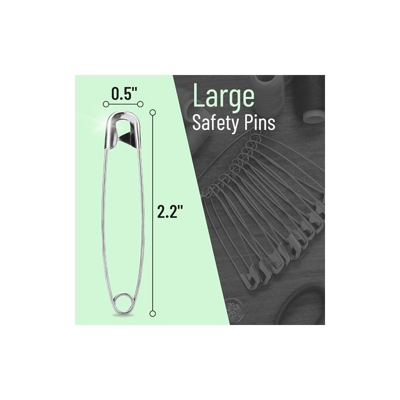 Mr. Pen Oversize Safety Pins - 2.2 Inch, 300 Pack,