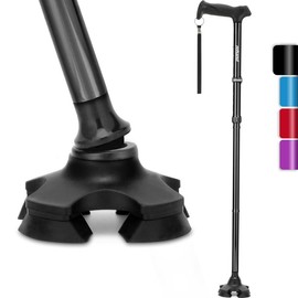 REHAND Walking Cane   & Women - Foldable, Adjustable, Lightweight,  Standing Pivot Walking Cane, Soft Handle Grip, with Travel Bag, Walking   Seniors & Adults telescopic  , fashion walking cane, christmas 2024 ornament - Color: black
