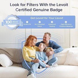 LEVOIT Vital 100 Replacement Filter, Genuine Air Purifier Filter, High-Efficiency Activated Carbon for Removal of Smoke, Odor, Allergens, Pollen,Vital 100-RF, White, 2 Pack