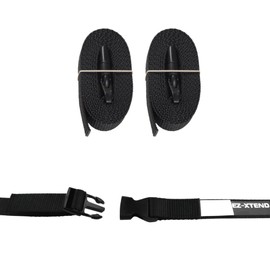 EZ-Xtend Adjustable Boat Cover Tie Down Straps w/Delrin Quick Release Buckles - Heavy Duty 1" Polyester Webbing 4500 lb Break Strength - 250 lb QR Buckle - Boat Accessories - 2 Pack (12 Feet, Black)