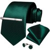 DiBanGu Mens Solid Emerald Green Tie and Pocket Square Cufflink