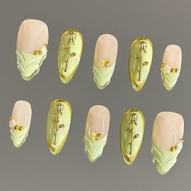 NailVesta DreamWear Collection – 100% Handcrafted 3D Press-On Nails | Reusable, Long-Lasting, Salon-Quality:_Rose Eden _S
