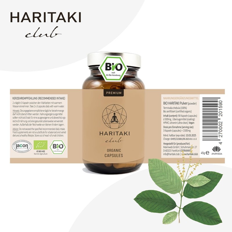 Organic Haritaki Capsules (500 mg)