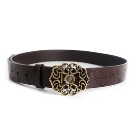 ECHAIN Women Genuine Leather Vintage Waist Belt for Dress Jeans (coffee, waist:30-33)