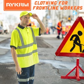AYKRM Yellow Hi Vis Viz Visibility Safety Work Polo Shirt hi vis Polo Shirt (XS-8XL)
